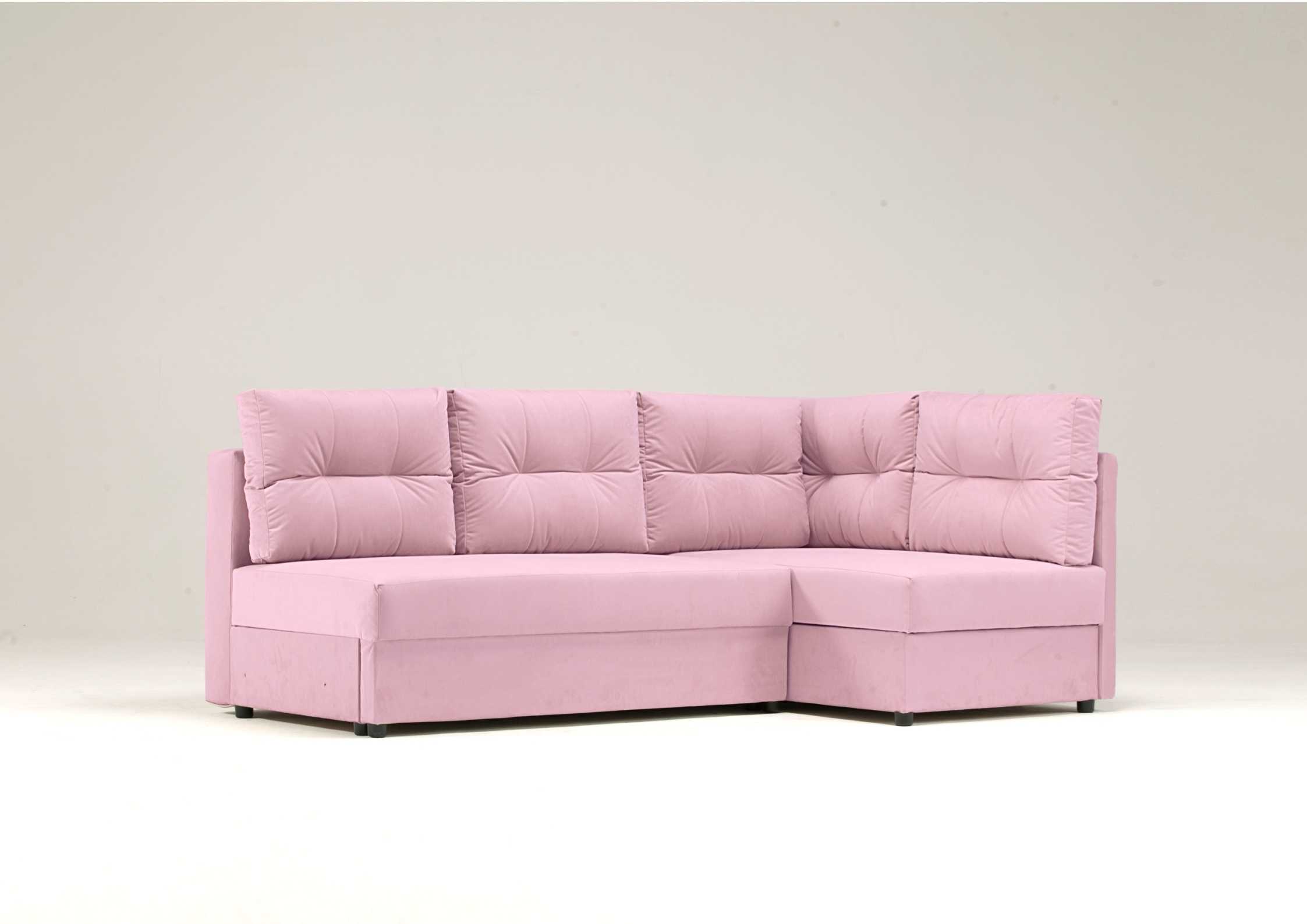 Mały narożnik z pikowanymi poduszkami różowy